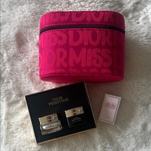 Dior Prestige Deluxe Sample Skincare Set with Bold Pink Case